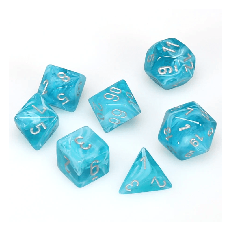 Chessex CIRRUS AQUA/SILVER Set Kockica