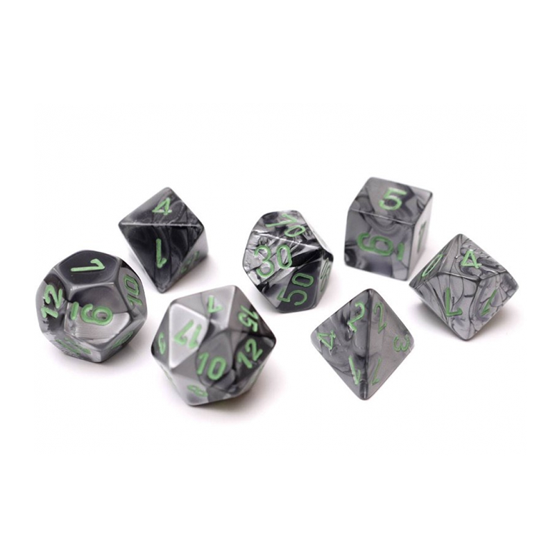 Chessex GEMINI BLACK-GREY/GREEN Set Kockica