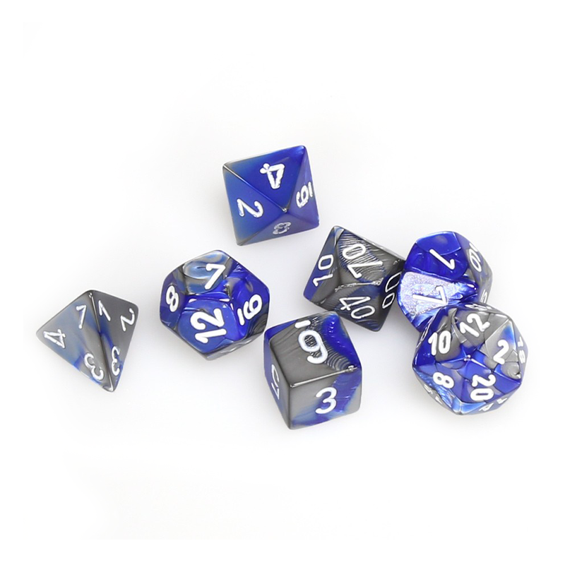 Chessex GEMINI BLUE-STEEL/WHITE Set Kockica