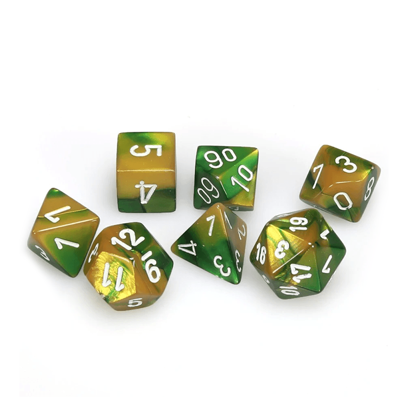 Chessex GEMINI GOLD-GREEN/WHITE Set Kockica
