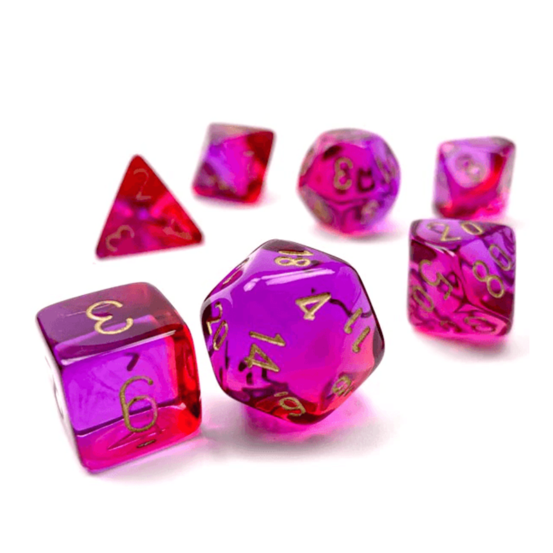 Chessex GEMINI LUMINARY RED-VIOLET/GOLD Set Kockica