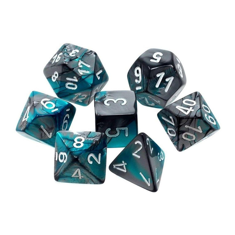 Chessex GEMINI STEEL-TEAL/WHITE Set Kockica