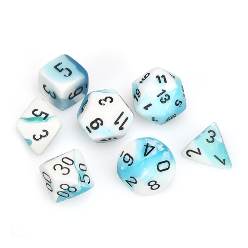 Chessex GEMINI WHITE-TEAL/BLACK Set Kockica