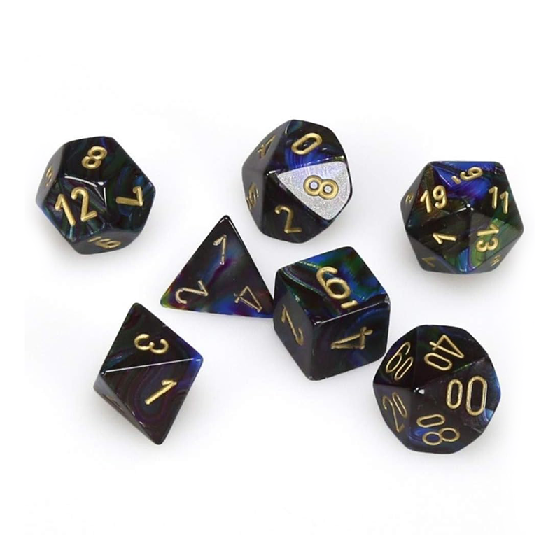 Chessex LUSTROUS SHADOW/GOLD Set Kockica