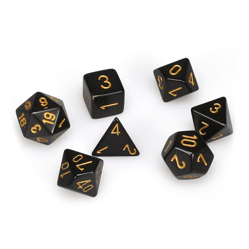 Chessex OPAQUE BLACK/GOLD Set Kockica