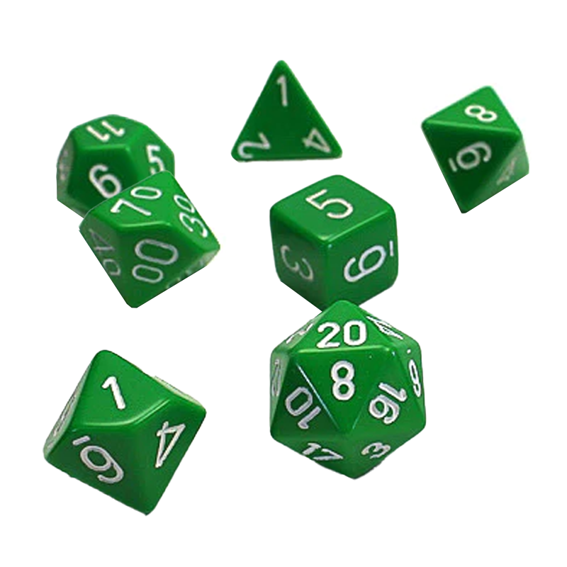 Chessex OPAQUE GREEN / WHITE Set Kockica