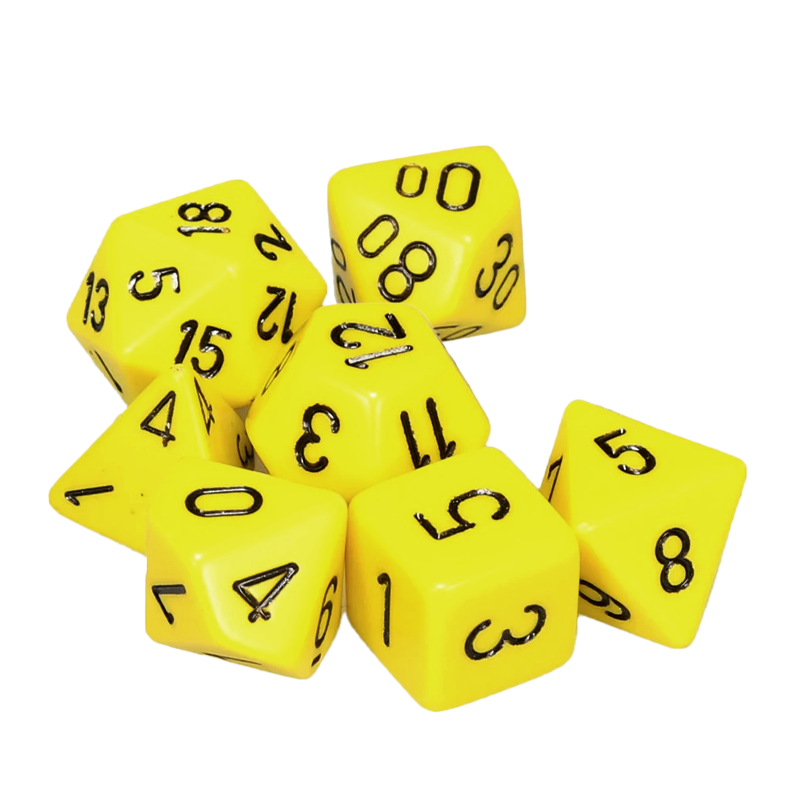 Chessex OPAQUE YELLOW / BLACK Set Kockica