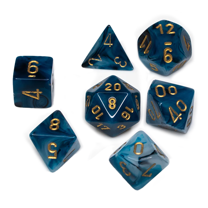 Chessex PHANTOM TEAL/GOLD Set Kockica