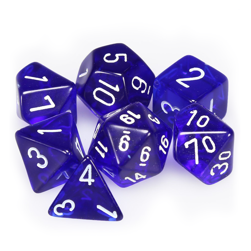 Chessex TRANSLUCENT BLUE / WHITE Set Kockica