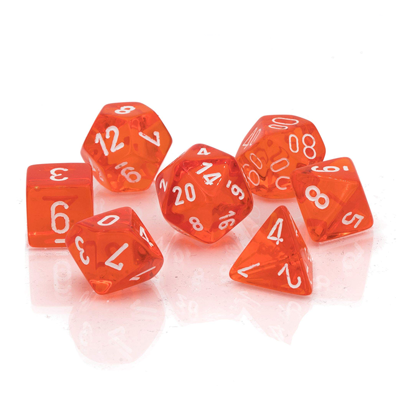Chessex TRANSLUCENT ORANGE / WHITE Set Kockica