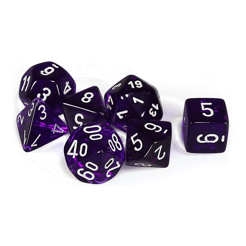 Chessex TRANSLUCENT PURPLE / WHITE Set Kockica