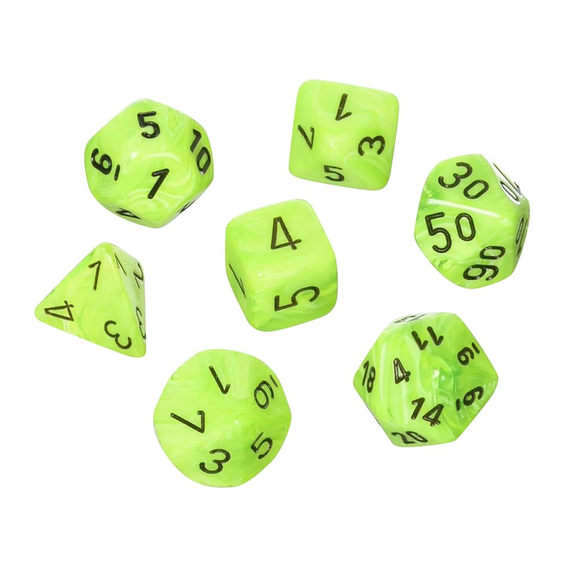 Chessex VORTEX BRIGHT GREEN/BLACK Set Kockica