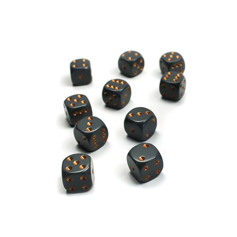 CHESSEX OPAQUE 12MM DARK GRAY/COPPER SET D6 KOCKICA