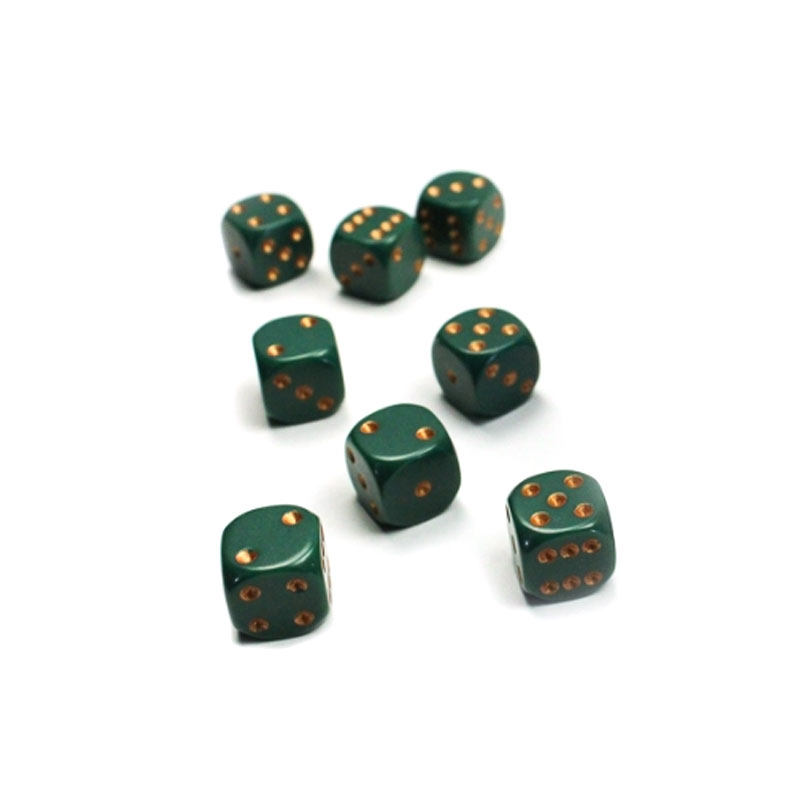 CHESSEX OPAQUE 12MM GREEN/COPPER SET D6 KOCKICA