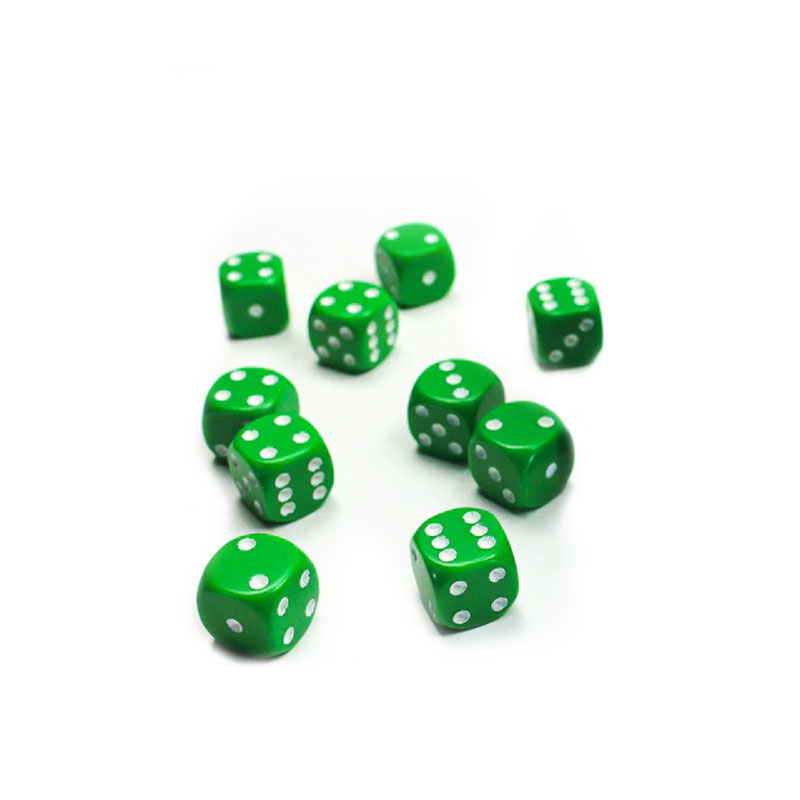 CHESSEX OPAQUE 12MM GREEN/WHITE SET D6 KOCKICA