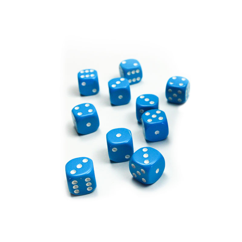 CHESSEX OPAQUE 12MM LIGHT BLUE/WHITE SET D6 KOCKICA
