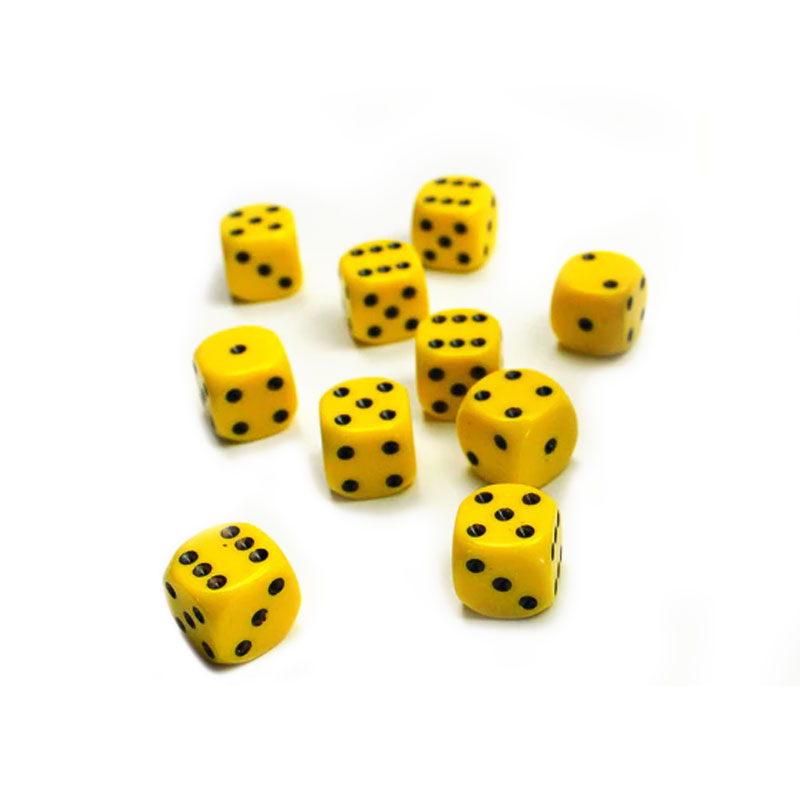 CHESSEX OPAQUE 12MM YELLOW/BLACK SET D6 KOCKICA