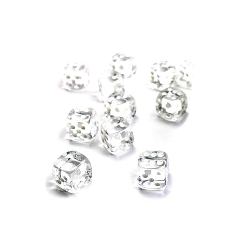CHESSEX TRANSLUCENT 12MM CLEAR/WHITE SET D6 KOCKICA