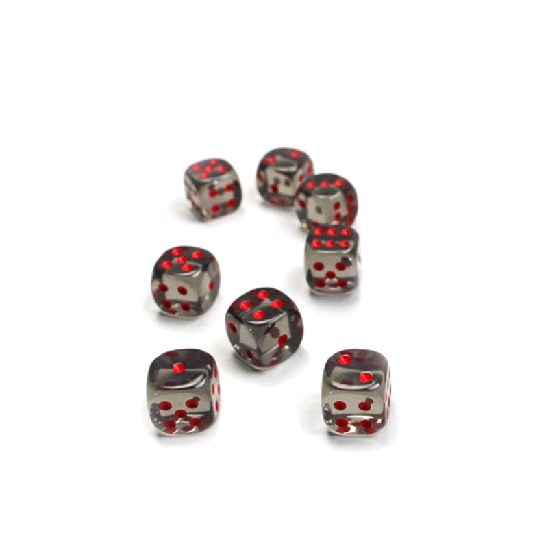 CHESSEX TRANSLUCENT 12MM SMOKE/RED SET D6 KOCKICA