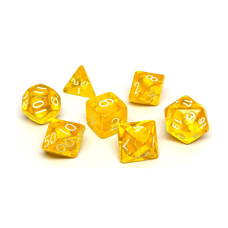 CHESSEX TRANSLUCENT YELLOW/WHITE Set od 7 Kockica