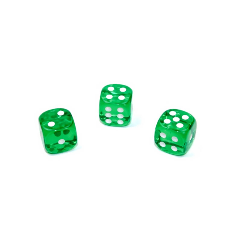 CHESSEX TRANSLUCENT 12MM GREEN/WHITE SET D6 KOCKICA